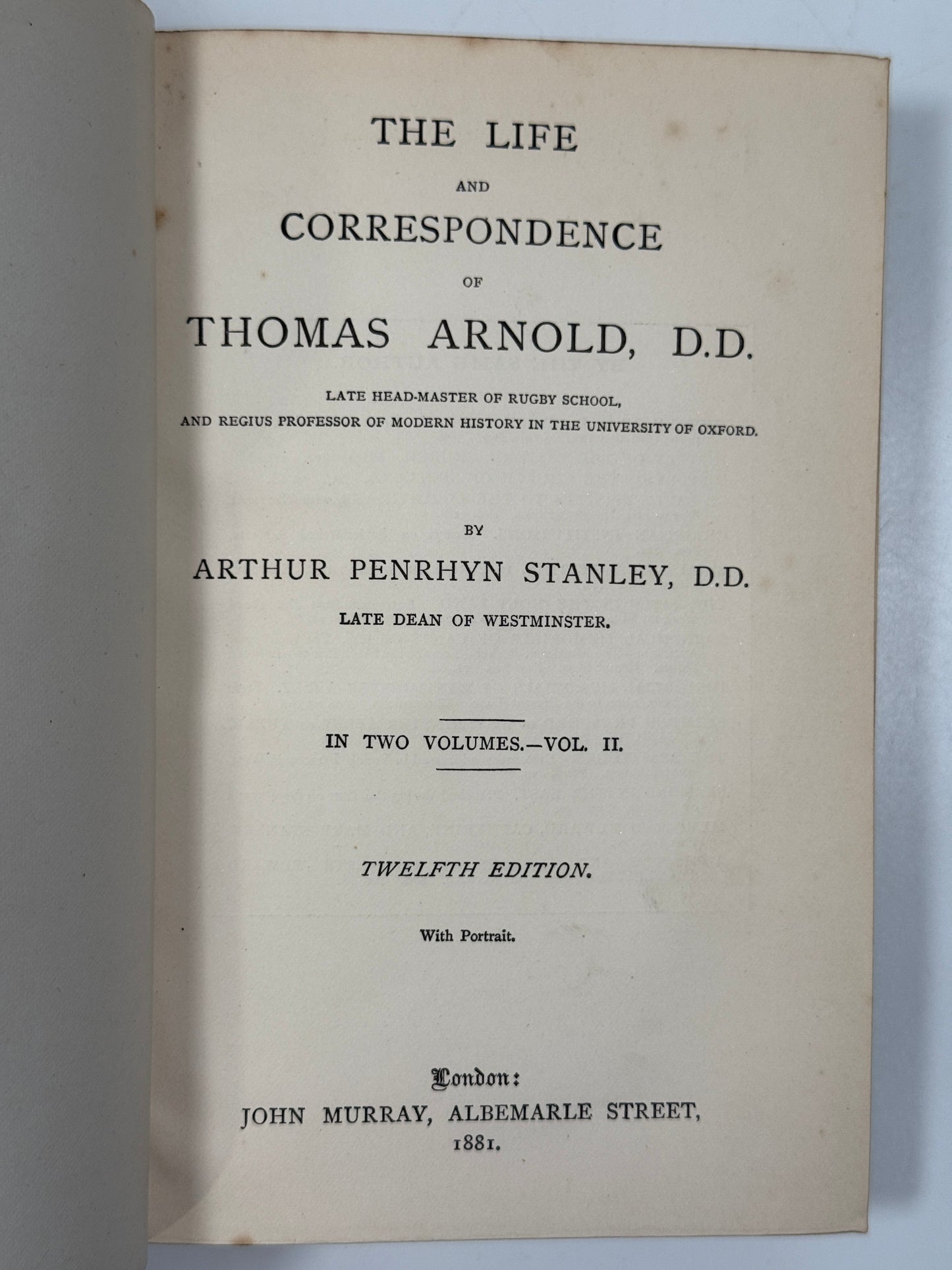 The Life of Thomas Arnold 1881