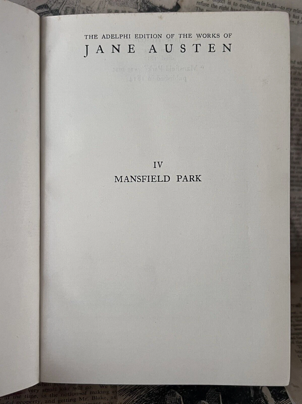 Mansfield Park by Jane Austen 1923 Adelphi Edition