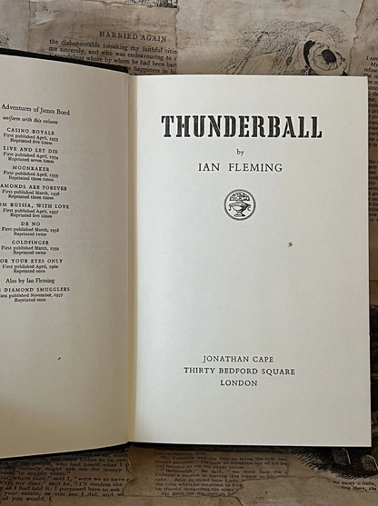 Thunderball by Ian Fleming 1961 First Edition First Impression