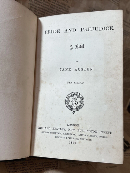 Pride and Prejudice by Jane Austen 1869