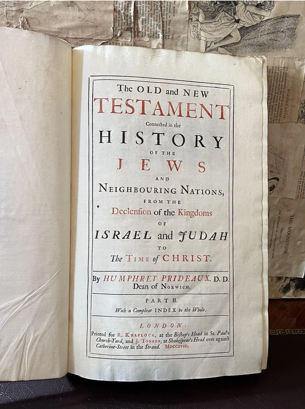 Old & New Testament by Humphrey Prideaux 1718 History of the Jews