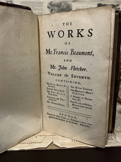 The Works of Francis Beaumont and John Fletcher 1711 First Edition