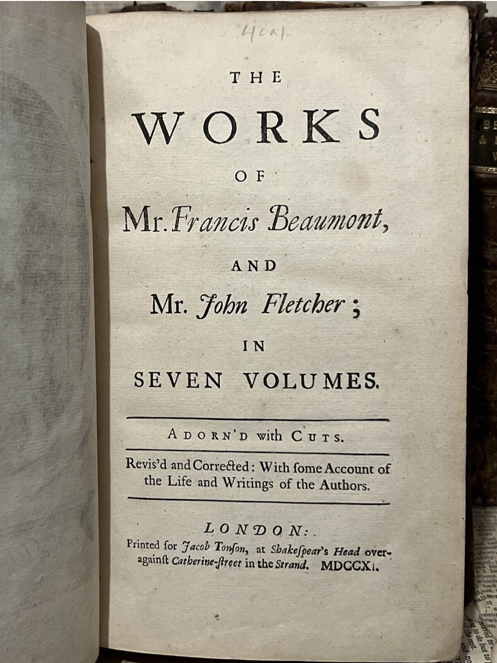 The Works of Francis Beaumont and John Fletcher 1711 First Edition