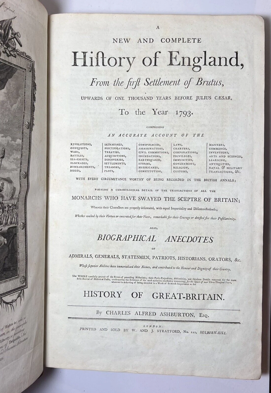 The Complete History of England To 1793 by Charles Alfred Ashburton - First Edition