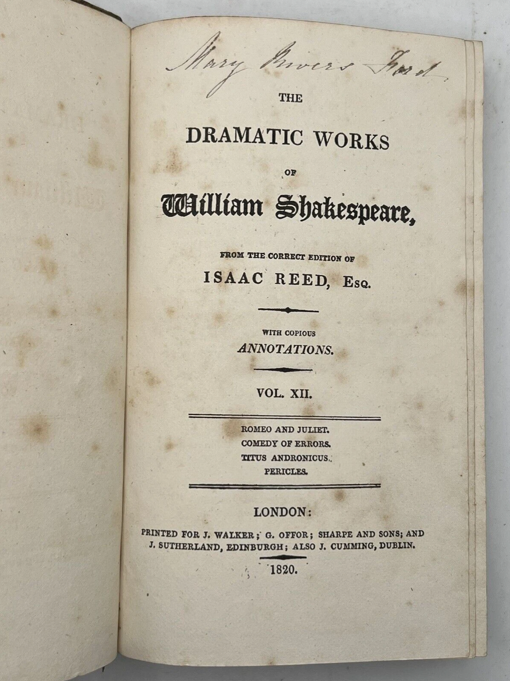 Dramatic Works of William Shakespeare 1820