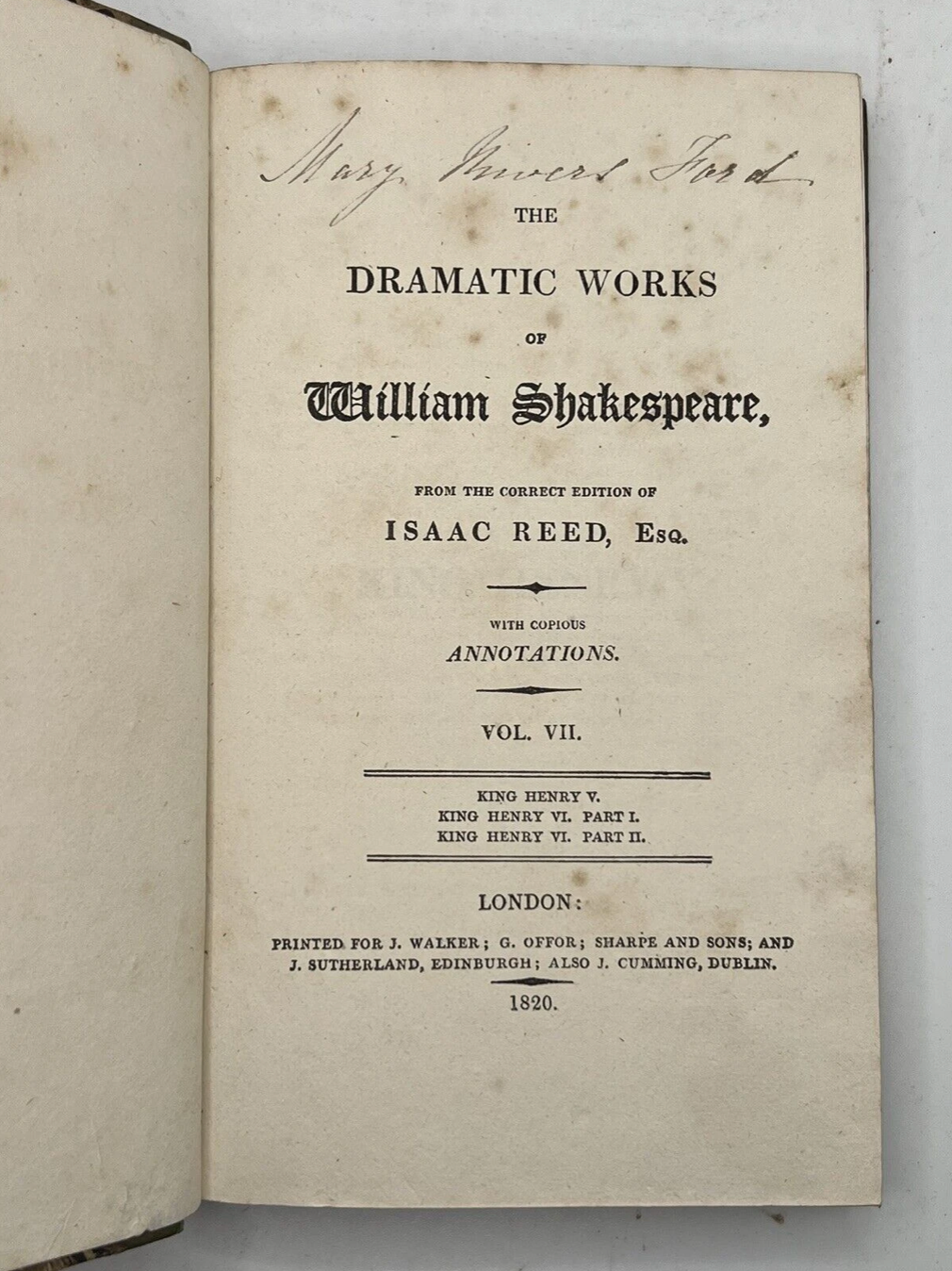 Dramatic Works of William Shakespeare 1820