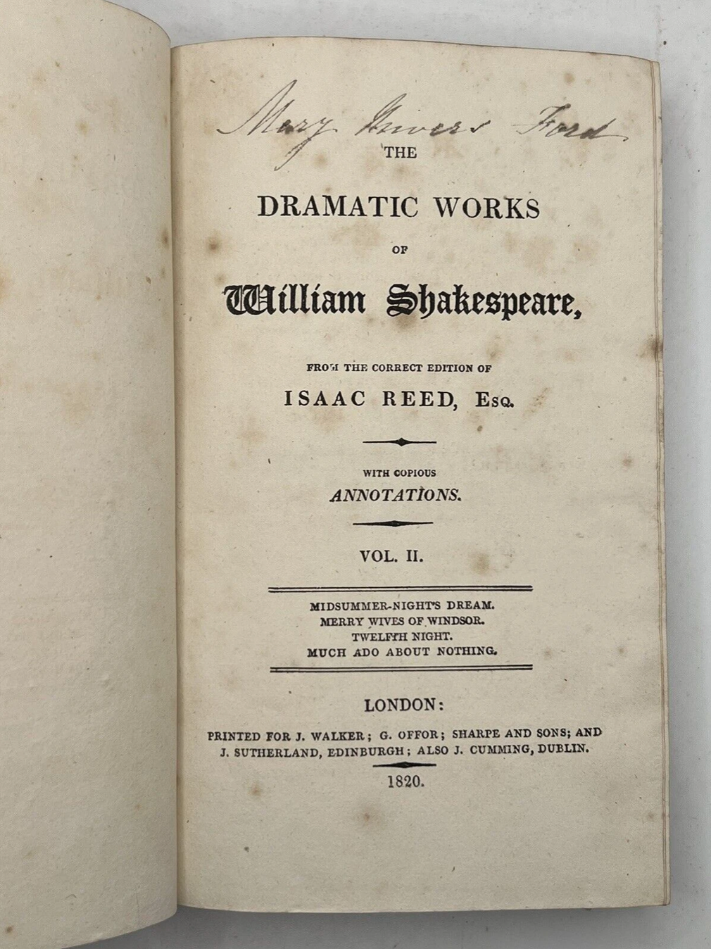 Dramatic Works of William Shakespeare 1820