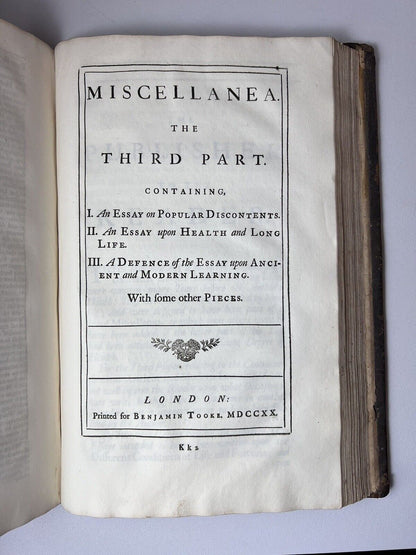 The Works of Sir William Temple 1720 First Edition