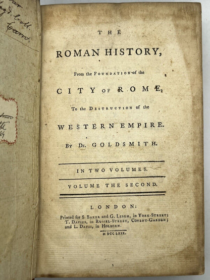 Oliver Goldsmith's Roman History 1769 First Edition