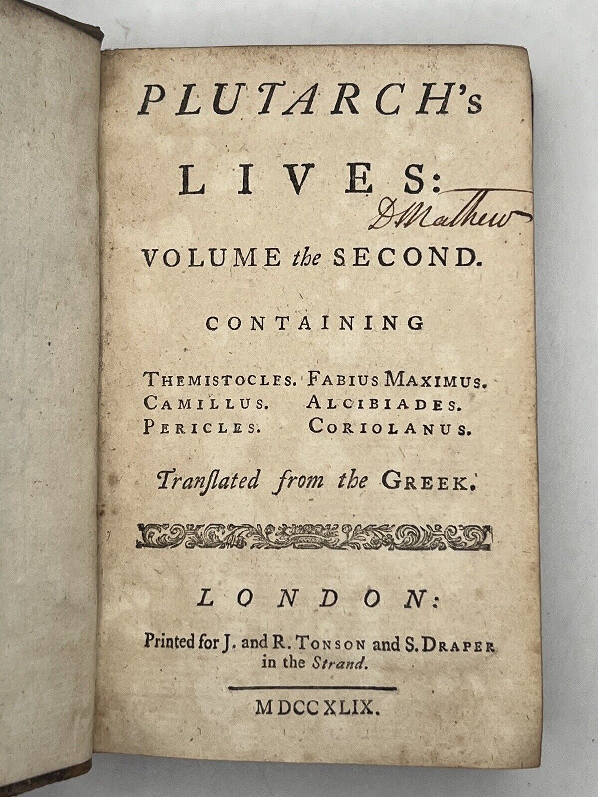 Plutarch's Lives by John Dryden 1749