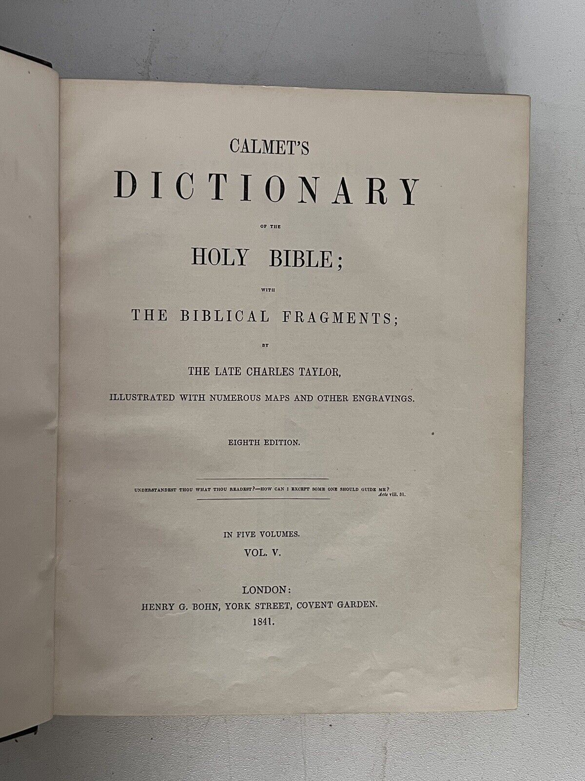 Calumet's Dictionary of the Holy Bible by Charles Taylor 1841