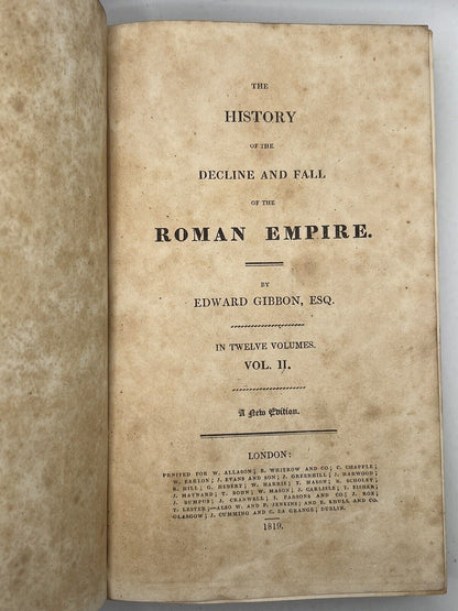 The Decline and Fall of the Roman Empire by Edward Gibbon 1819 in 12 Volumes