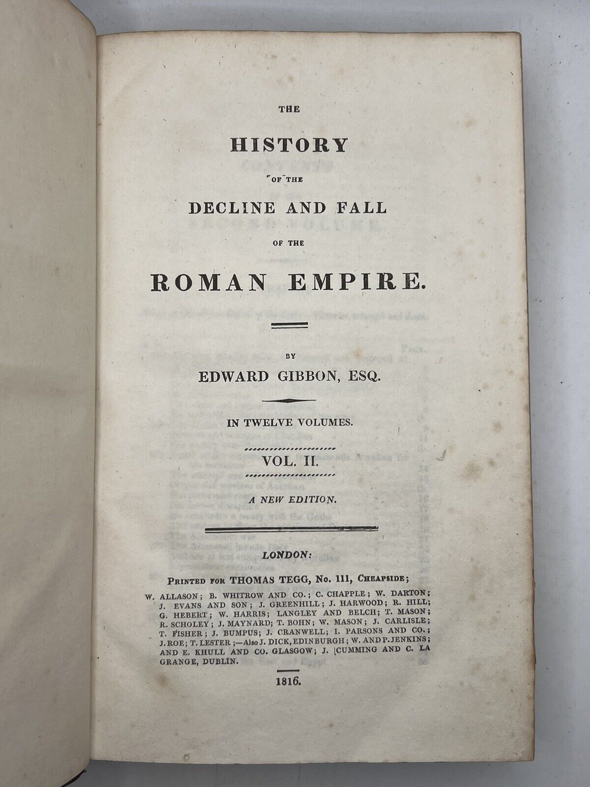 The Decline and Fall of the Roman Empire by Edward Gibbon 1816