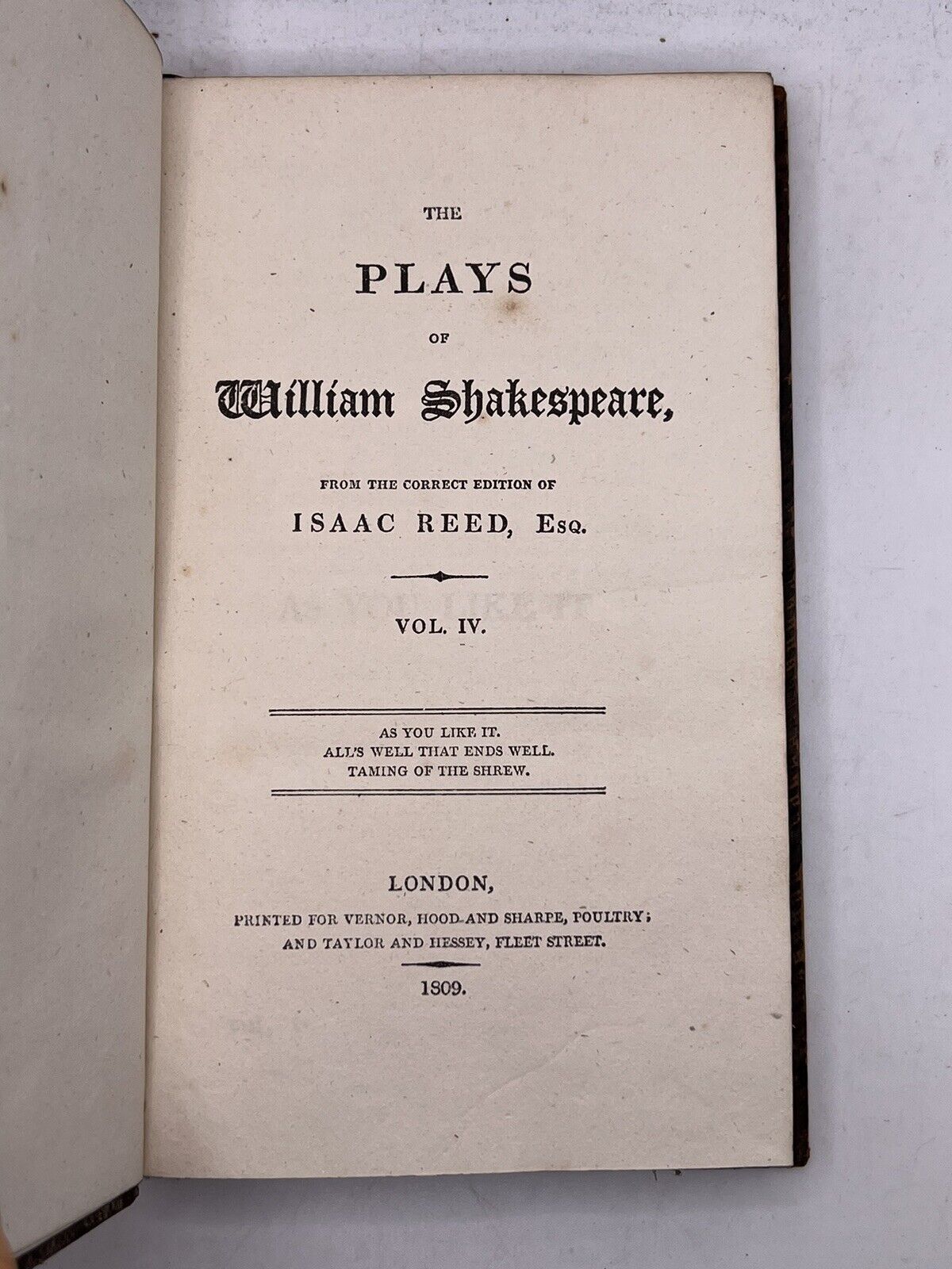 The Plays of William Shakespeare 1809 - Isaac Reed Edition