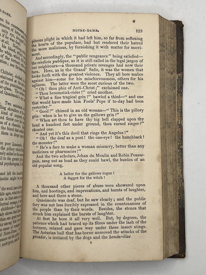 The Hunchback of Notre Dame by Victor Hugo 1840 Early English Edition Rare