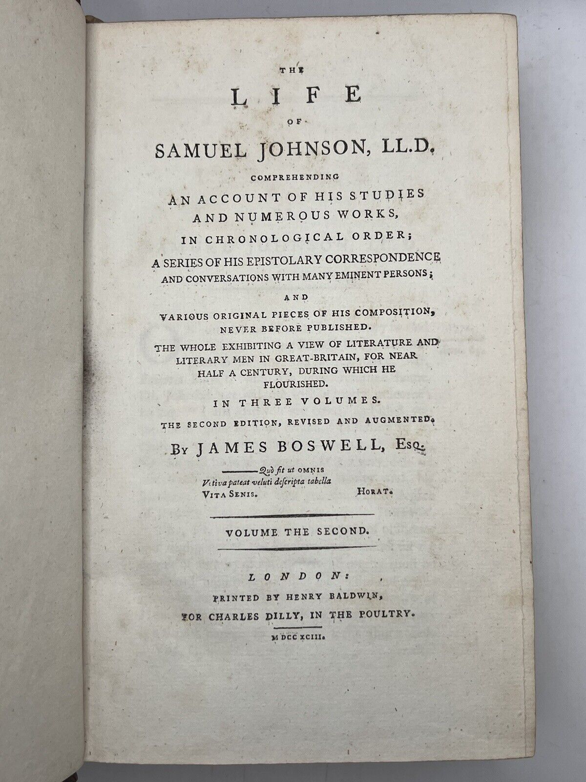 The Life of Samuel Johnson by James Boswell 1793