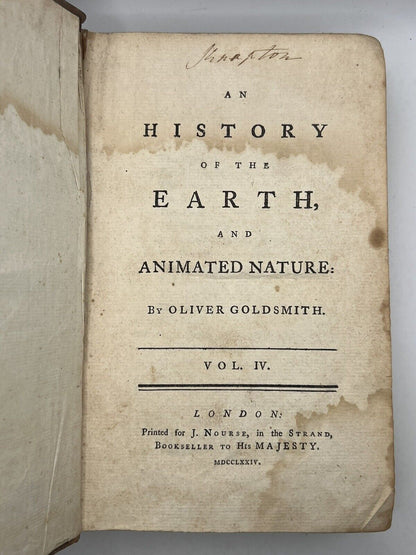 The History of the Earth and Animated Nature 1774 Oliver Goldsmith First Edition