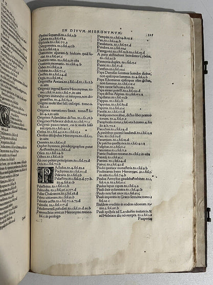 Index to St. Jerome 1520 Froben