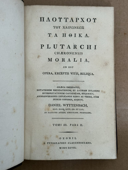 Plutarch's Moralia 1795-1800 Clarendon Press