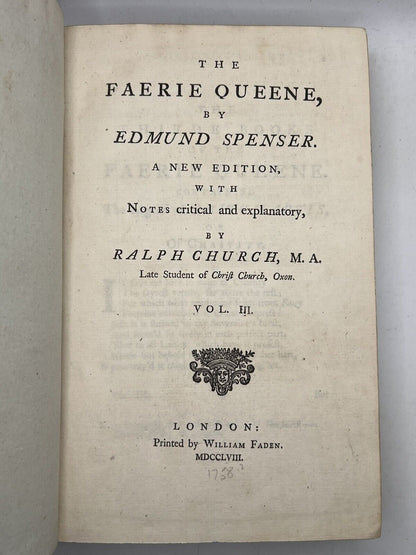 The Faerie Queene by Edmund Spenser 1758 Important Edition