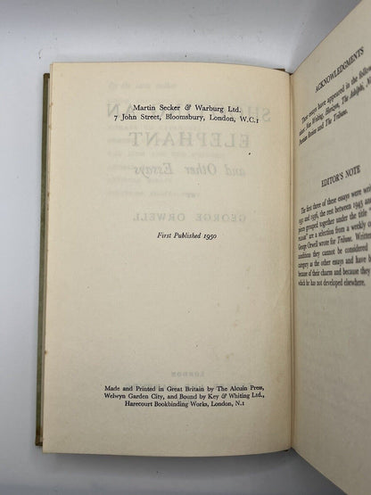 Shooting an Elephant & Essays by George Orwell 1950 First Edition