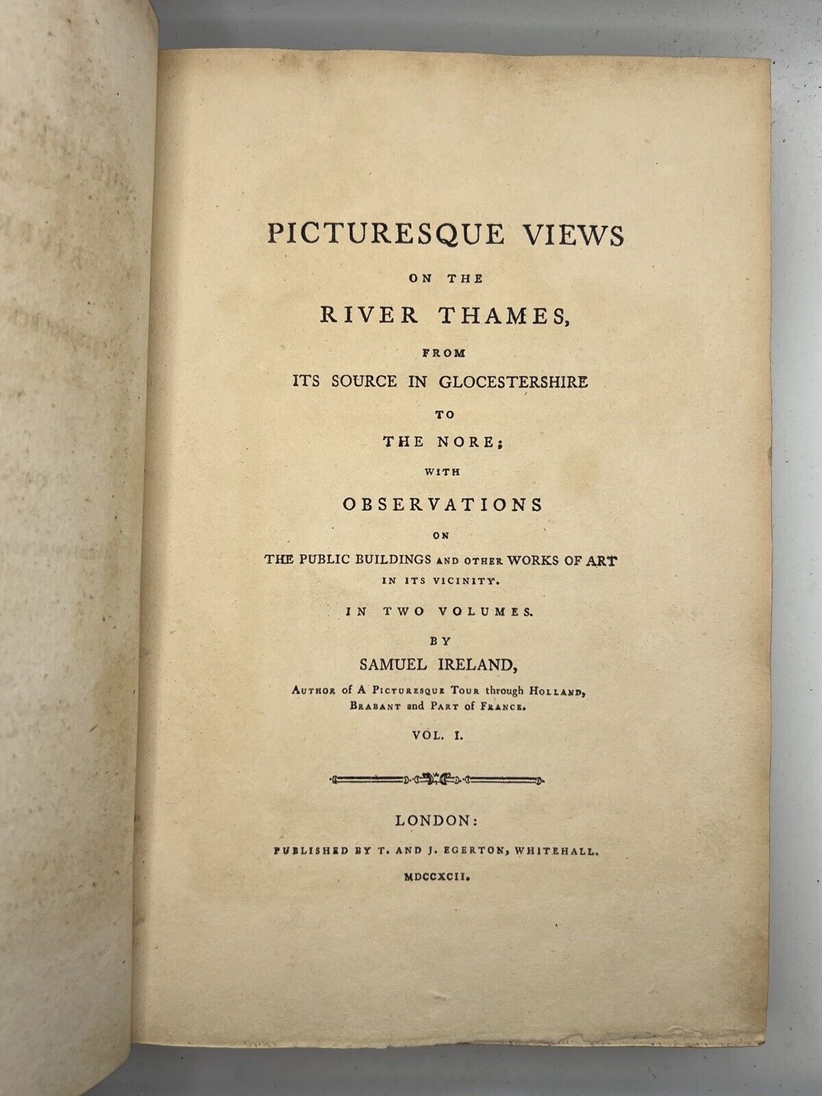 Picturesque Views on the River Thames  by Samuel Ireland 1792 First Edition