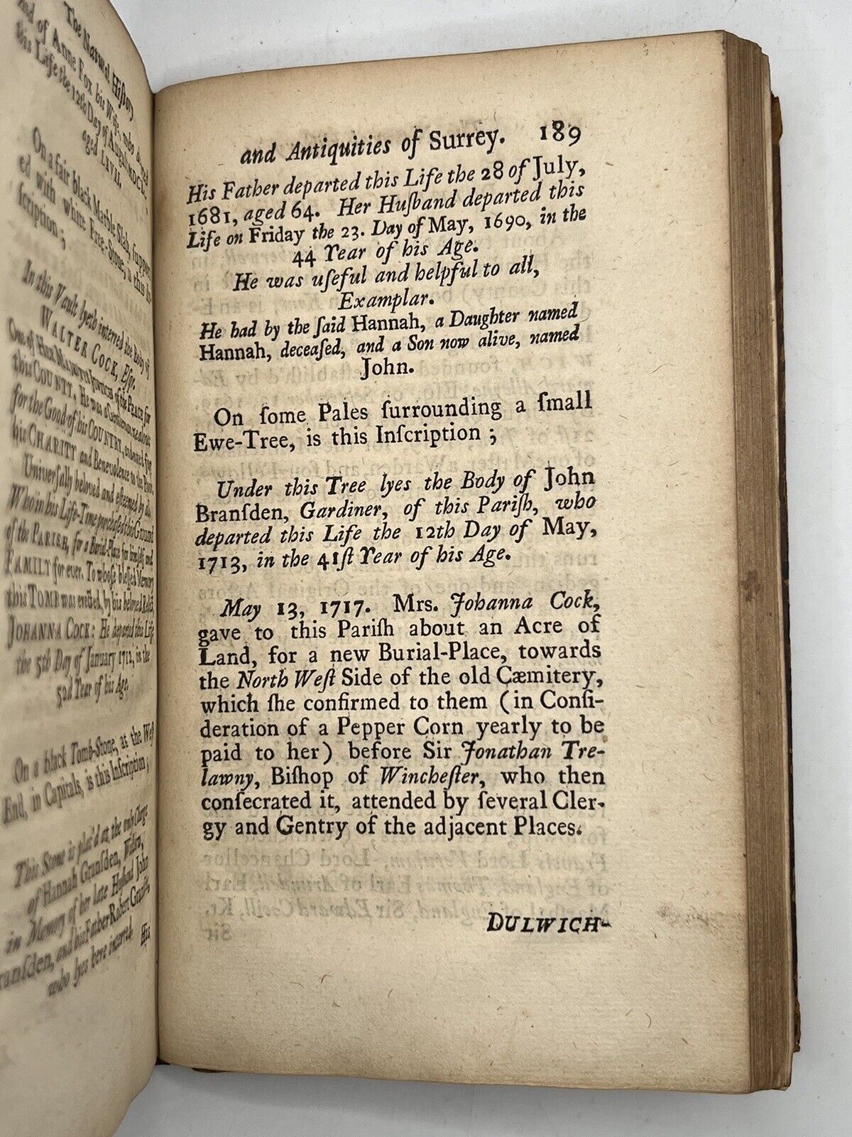 The Natural History and Antiquities of the County of Surrey by John Aubrey 1719