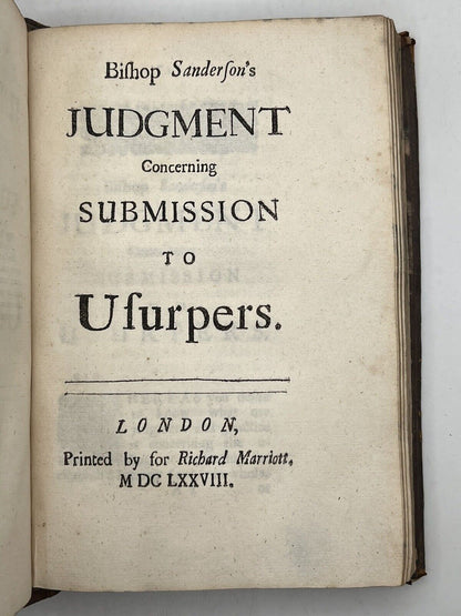 The Life of Dr. Sanderson by Izaak Walton 1678 First Edition