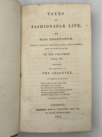 Tales of Fashionable Life by Maria Edgeworth 1809-1812 First Edition