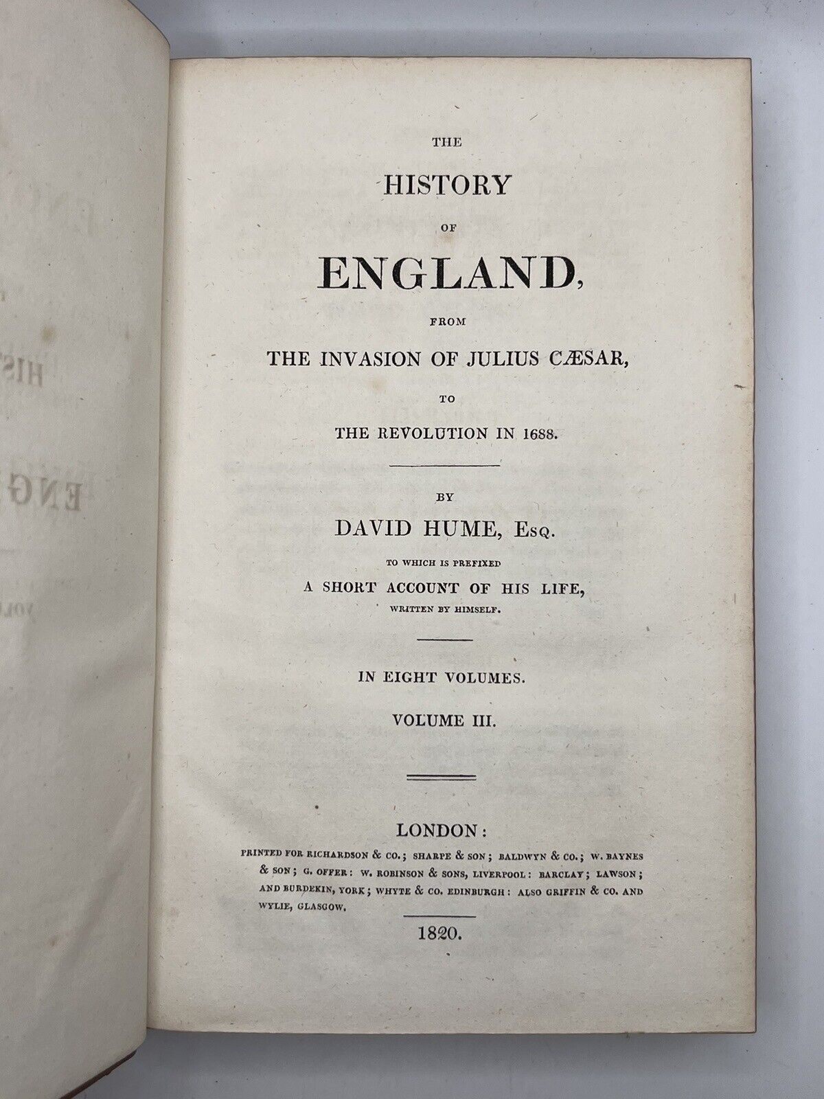 The History of England by David Hume & Tobias Smollett 1820