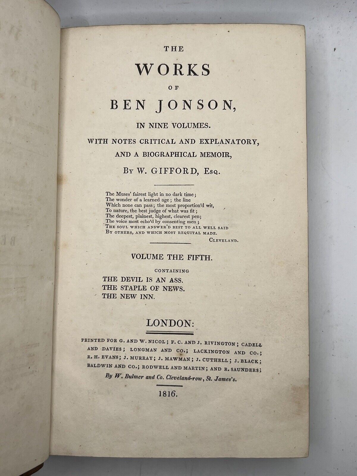 The Works of Ben Jonson 1816