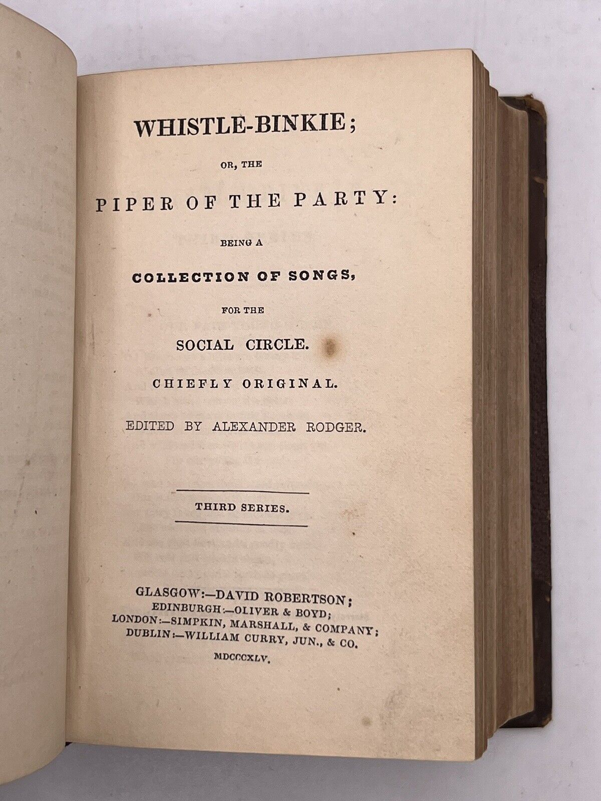 Whistle-Binkie; A Collection of Songs for the Social Circle 1842-6