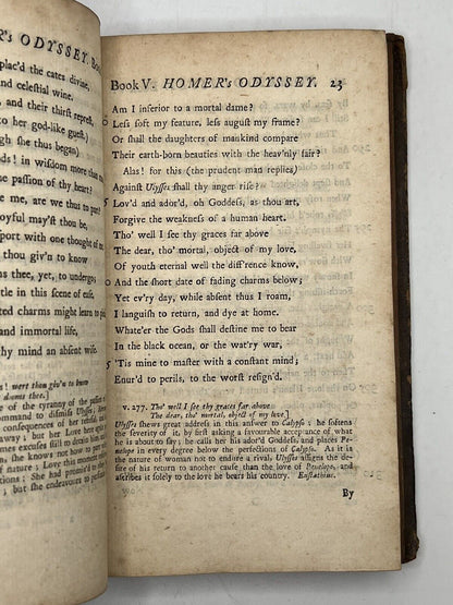 The Odyssey of Homer 1725 Alexander Pope Translation First Edition Thus