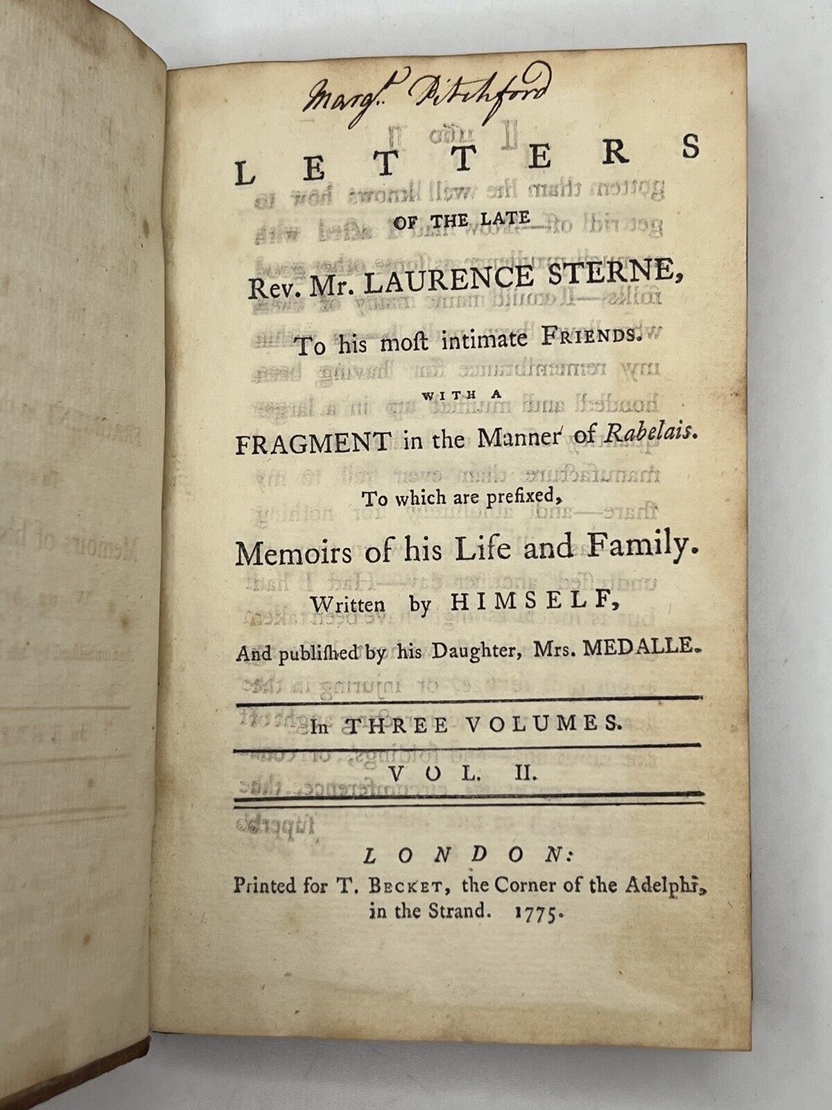 The Letters of Laurence Sterne in 3 Vols 1775 First Edition