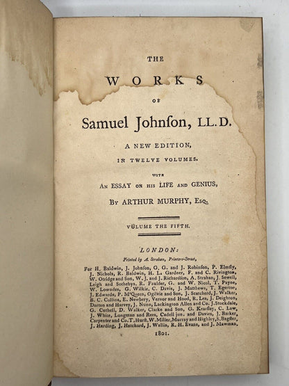 The Works of Samuel Johnson in 12 Vols 1801 The Arthur Murphy Edition