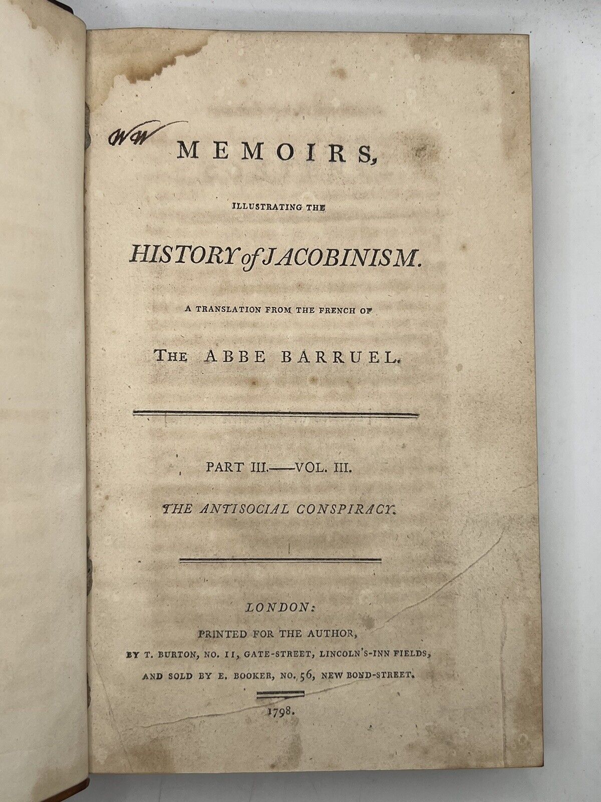 History of Jacobinism by Abbe Barruel 1797-8