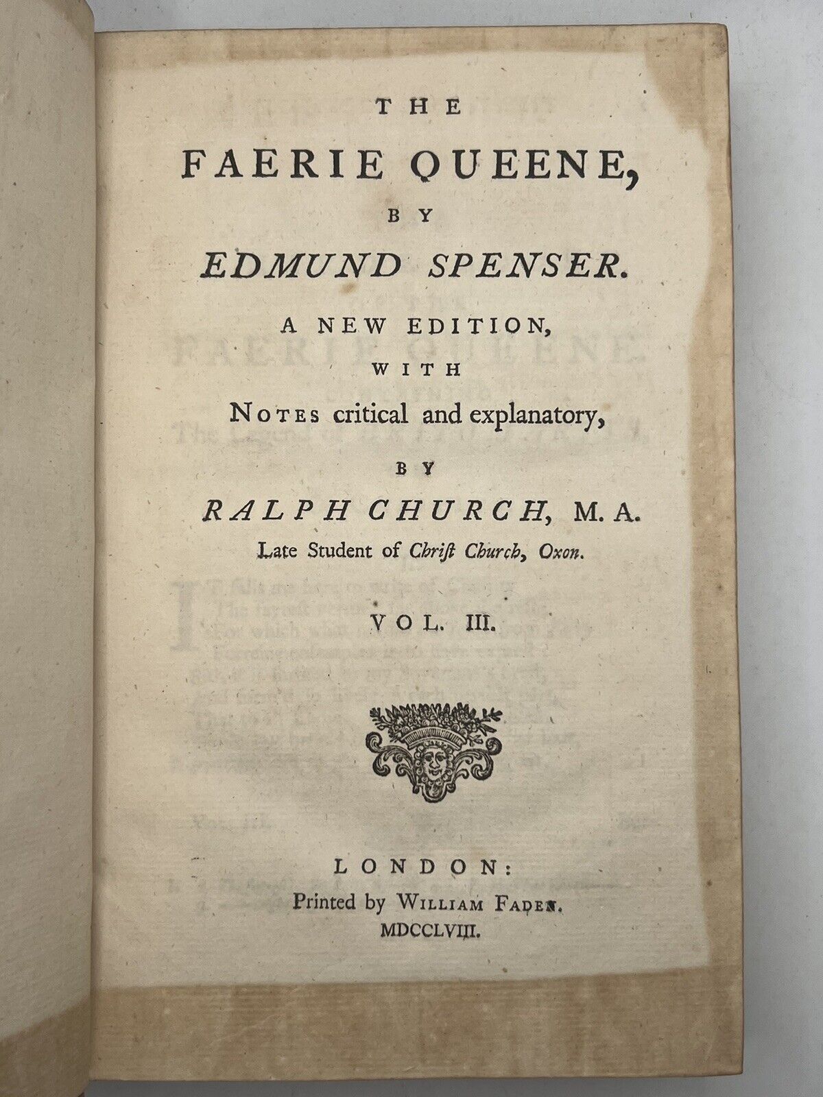 The Faerie Queene by Edmund Spenser 1758