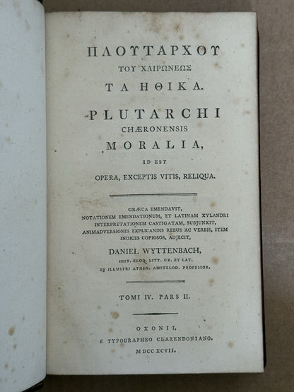 Plutarch's Moralia 1795-1800 Clarendon Press