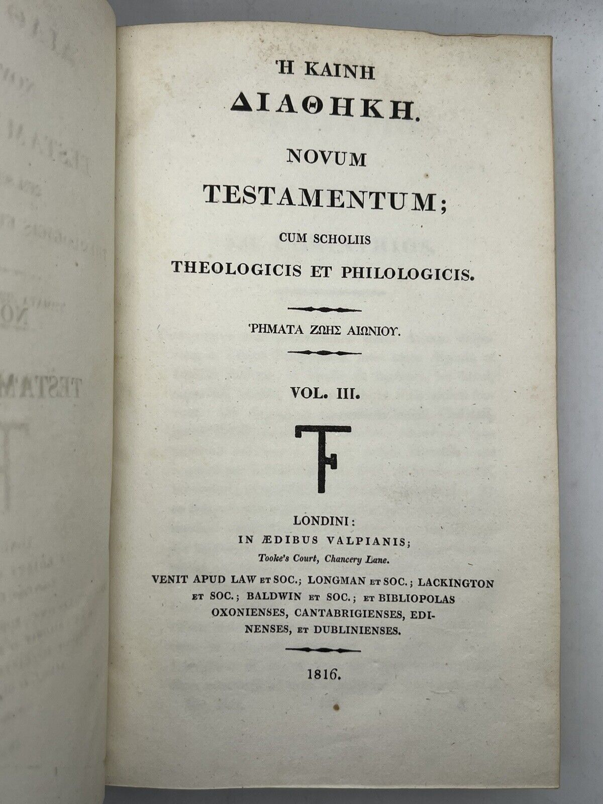 Novum Testamentum Graecum 1816