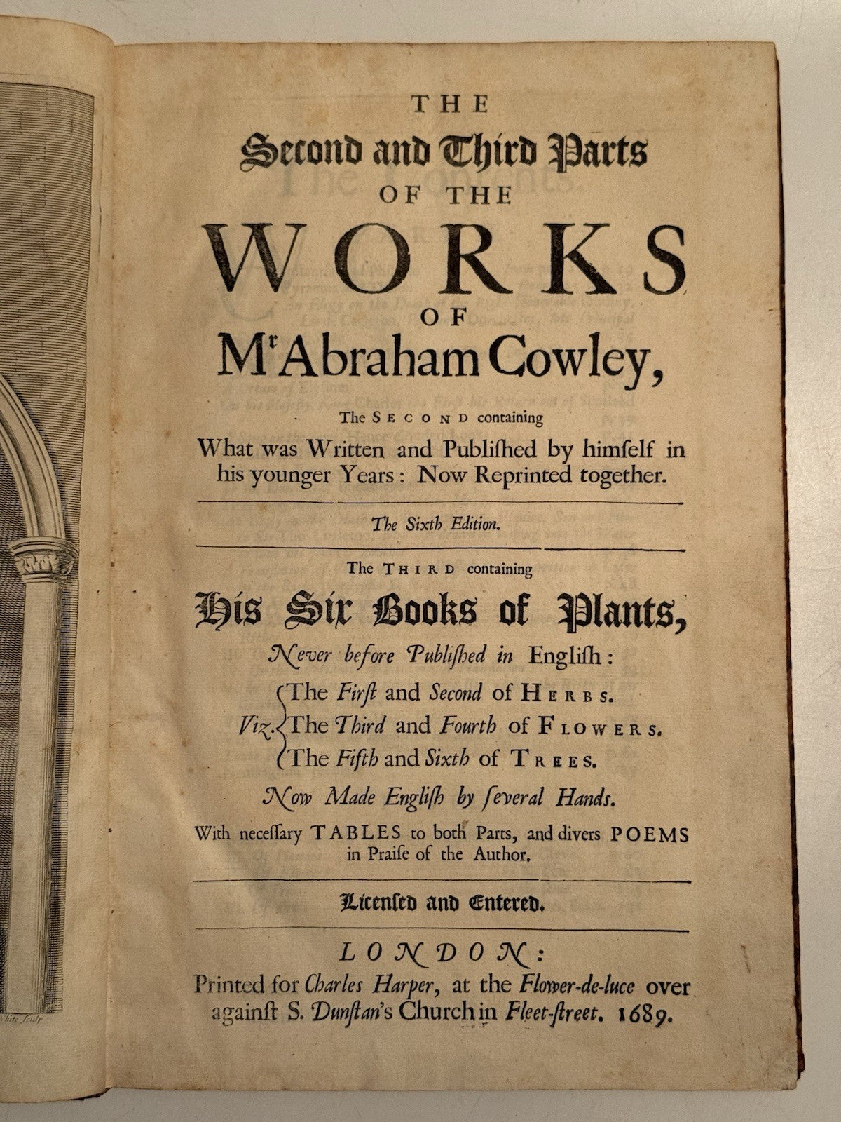 The Works of Abraham Cowley 1674-1689