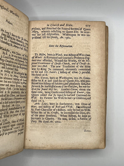 Anglorum Speculum: Worthies of England in Church & State 1684 First Edition