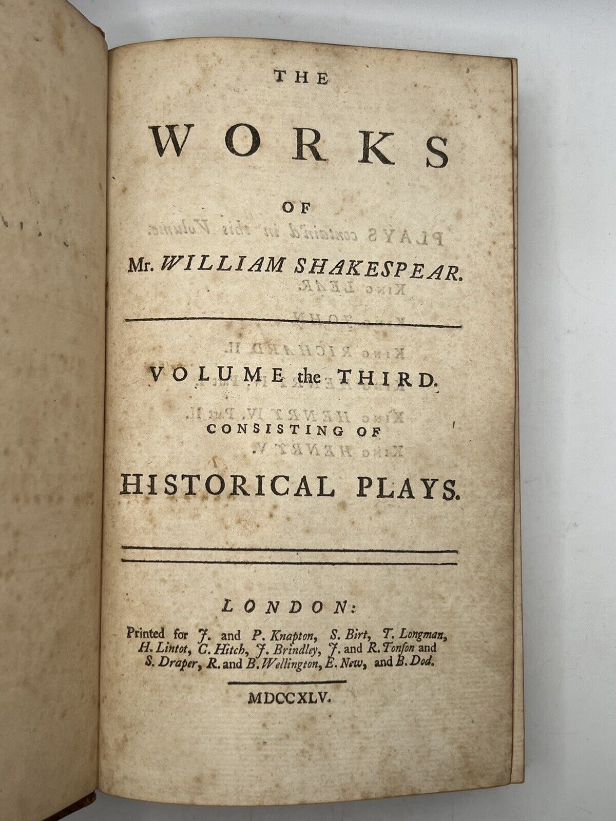 The Works of William Shakespeare 1745