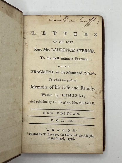 The Letters of Laurence Sterne 1776