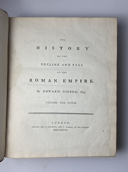 The Decline and Fall of the Roman Empire by Edward Gibbon 1776-88 First Edition