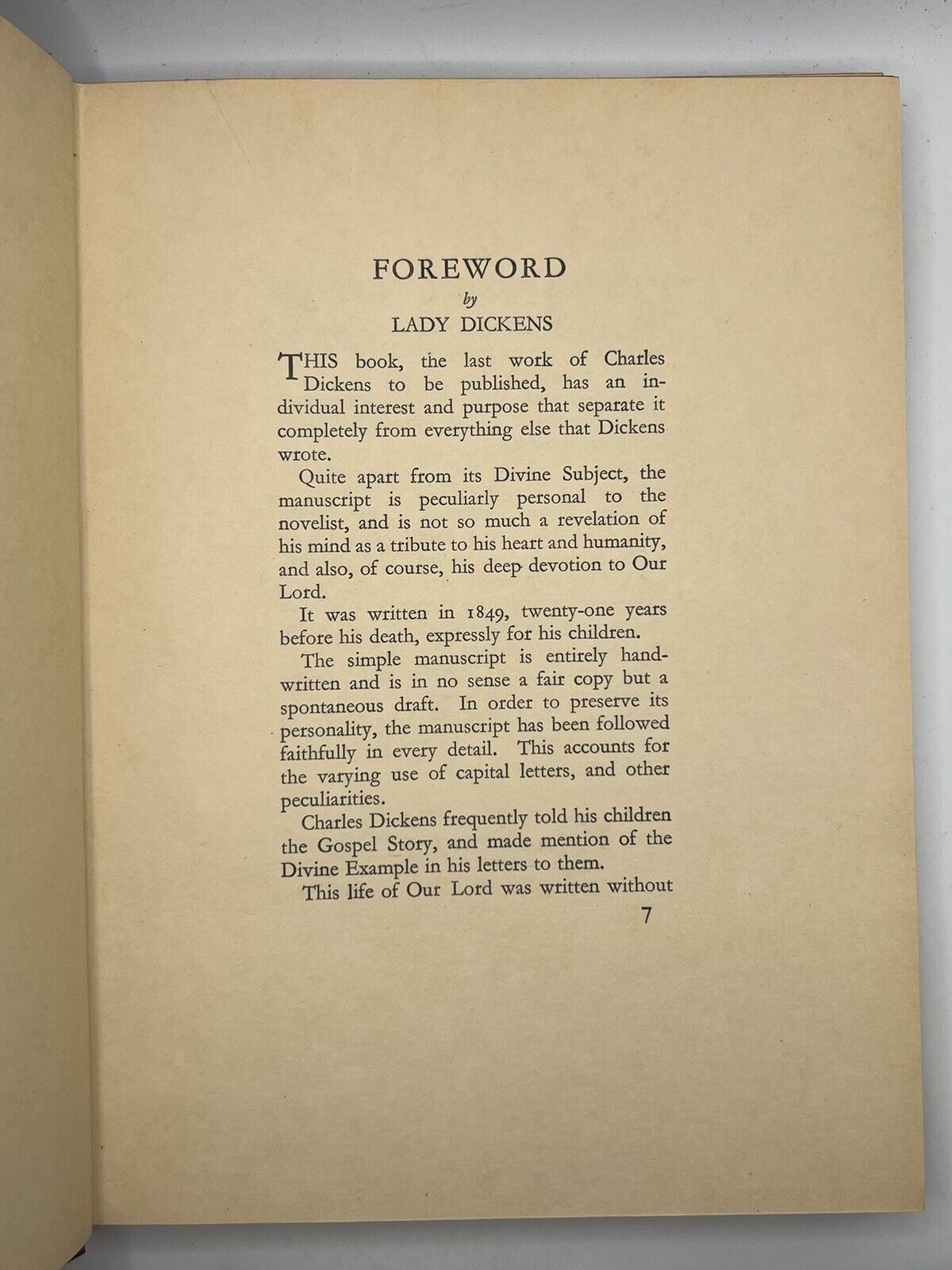 The Life of Our Lord by Charles Dickens 1934 First Edition