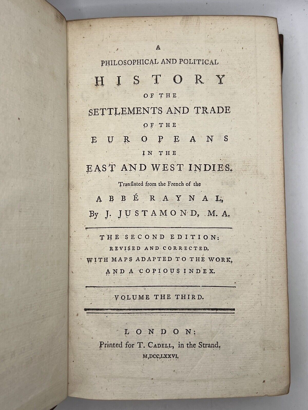 History of the Indies & North America by Raynal 1776