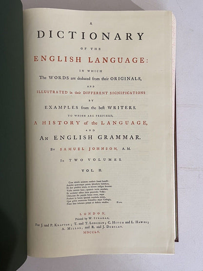 Samuel Johnson's Dictionary of the English Language 1755 First Edition Facsimile