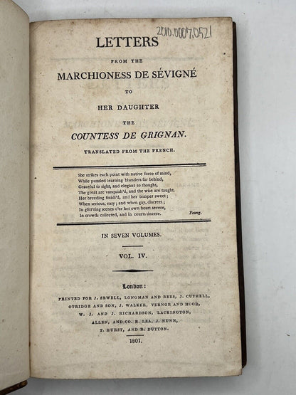 The Letters from the Marchioness de Sevigne to Her Daughter 1801