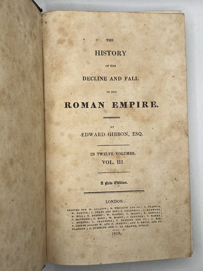 The Decline and Fall of the Roman Empire by Edward Gibbon 1819 in 12 Volumes