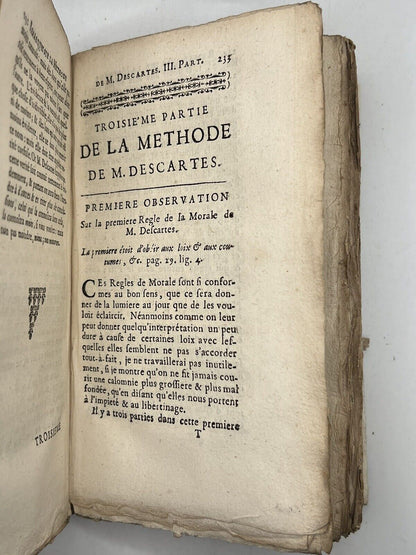 Rene Descartes 1668 Discourse on Method Third Ed & First Edition Mechanics